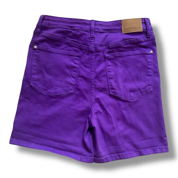 Judy Blue Violet Hi-Rise Tummy Control Purple Denim Shorts Womens Size XL Summer - Picture 3 of 16